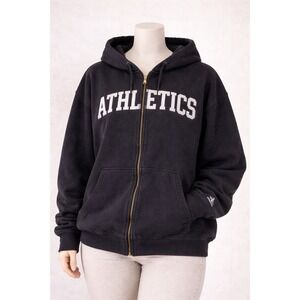 Majestic Athletics Hoodie Zip Up Black‎ Spellout Logo XL